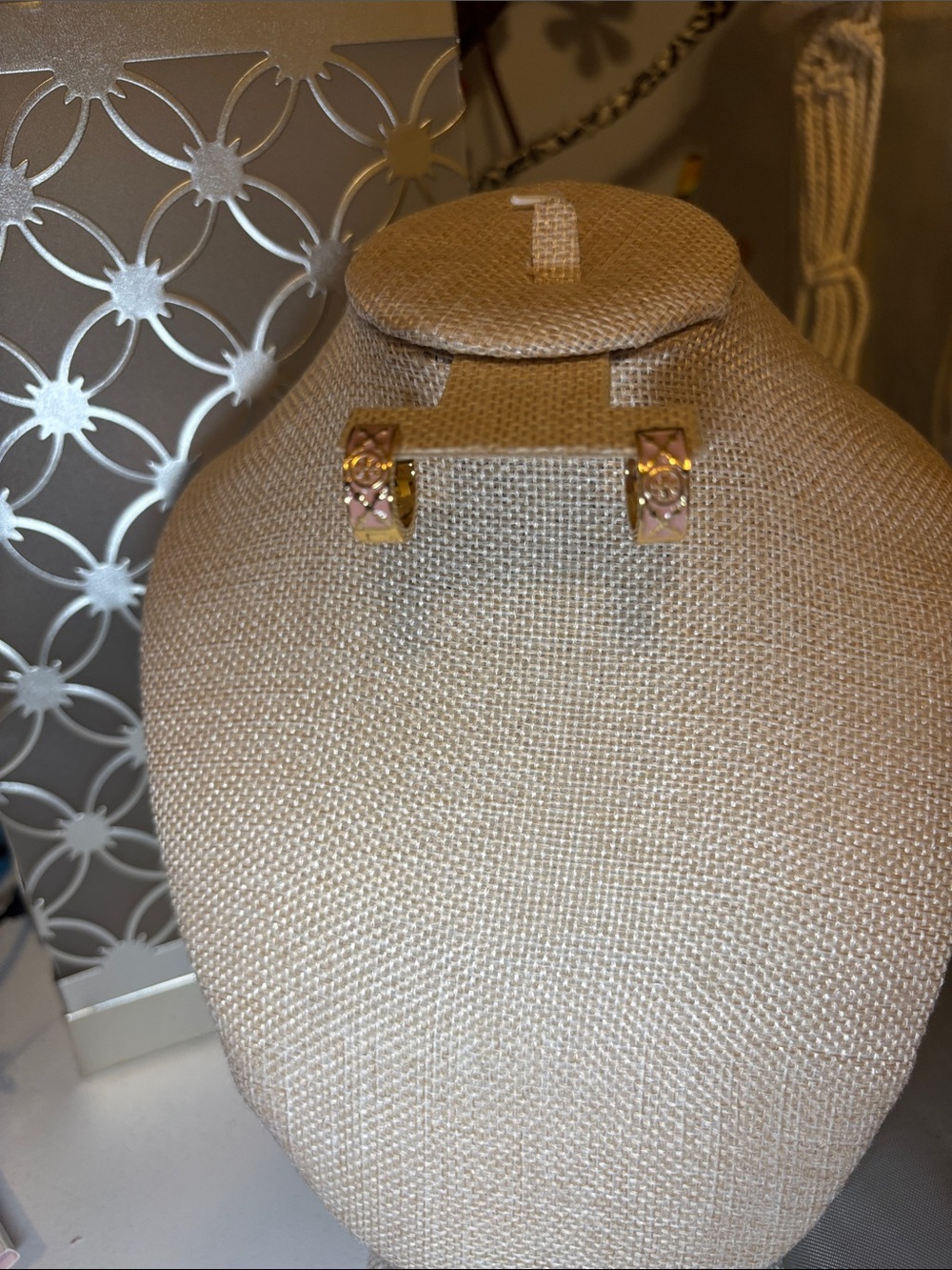 Gold and Pink  Hoop Earrings - Women Jewelry